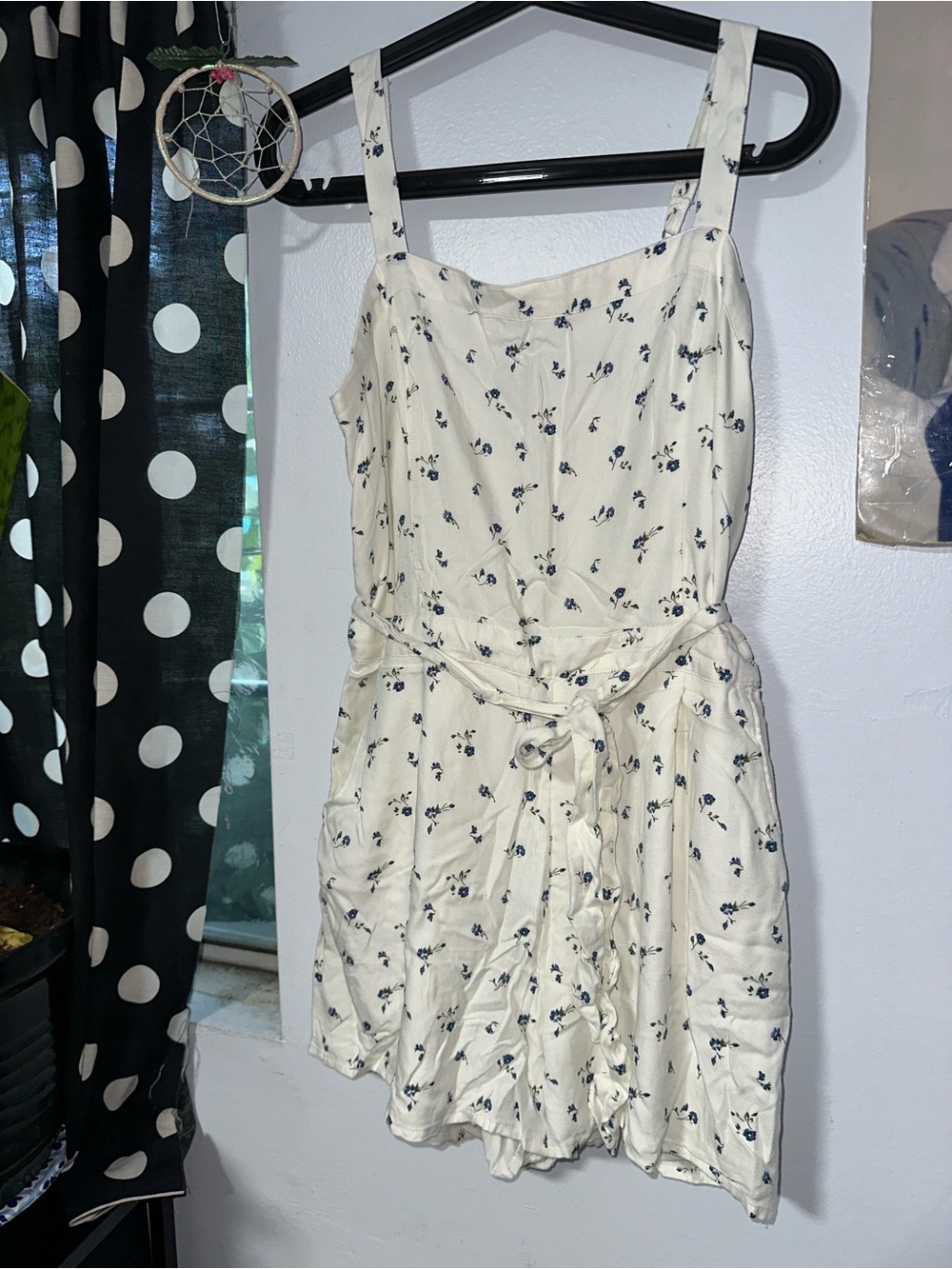 Hollister Cream Mini Dress with Navy Floral Print